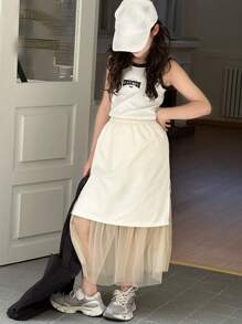 DAZY 女童双层网眼裙，秋季，返校服装