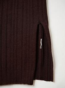 Chiquease Women's Elegant Summer Vacation Plunging Neck Hollow Out Knit Blouse - Coffee Brown - View 5