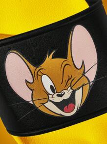 TOM & JERRY X SHEIN Chanclas de PVC con diseño de gato y ratón de dibujos animados, adecuadas para interiores/exteriores, unisex, color amarillo - Multicolor - Ver 6