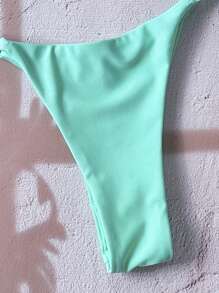 Swim Chiccia Bộ bikini dây kim loại hở lưng màu trơn gợi cảm cho nữ mùa hè - màu xanh lá - Xem 6