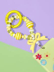 SCOOBY-DOO X SHEIN 1pc Cartoon Fast Food & Paw Print Acrylic Alloy Bow Keychain, Handbag Accessories - Yellow - View 4