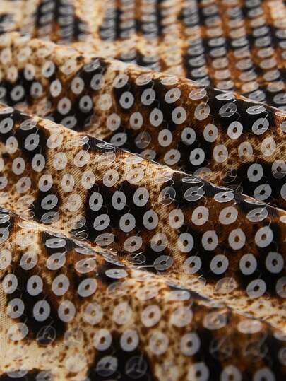 ROMWE Avant Camiseta sin mangas ajustada con estampado de leopardo y lentejuelas para hombres, moda de verano