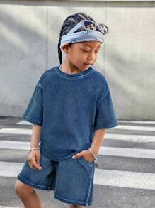 SHEIN 男童牛仔两件套服装