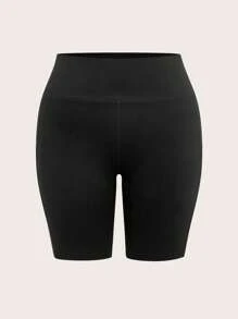SHEIN BASICS Plus-size effen gebreide casual sportkleding getailleerde shorts
