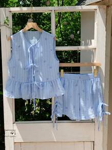 Comfortcana Women Two Pieces Outfits For Daily Wear - Blue - View 3