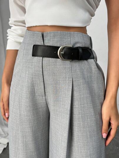 Modelyn 女式优雅单扣前开阔腿直筒裤