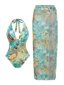 Swim Oasis 女士性感紧身度假印花优雅两件套沙滩泳衣 - 彩色 - 查看 3
