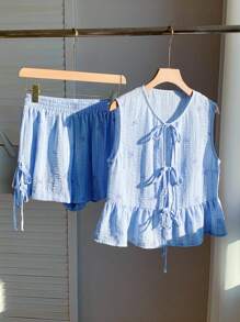Comfortcana Women Two Pieces Outfits For Daily Wear - Blue - View 6