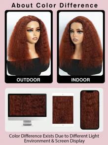 ALL READY WIG 预拔预切融化蕾丝 5.5x5x1 无胶蕾丝前假发 100% 真人发红棕色超波浪 14 英寸鲍勃假发 9AM 头发 - S33D - 查看 7