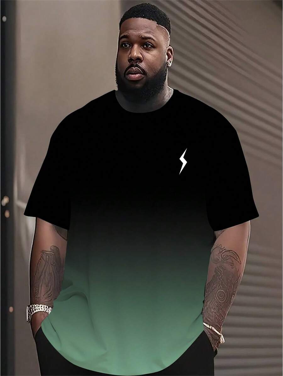 Manfinity Homme Plus Size Men's Fitted T-Shirt, Fashionable For Summer Big And Tall Men T Shirts Plus Size Men T Shirts - Multicolor - View 1