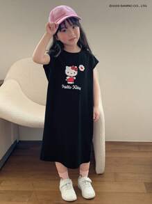 HELLO KITTY | DAZY 小女孩圆领针织印花夏装，小码，返校服 - 黑色 - 查看 5