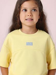 SUMWON Limited Edition Two Piece Sweatshirt Shorts Set Summer Wear Outfit Casual Play Clothes Active Wear Set - Yellow - View 5