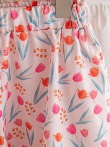 Young Girls Summer New Casual Loose Sleeveless Tulips Tie-Dye Heart Print Sweet Versatile Fashion Cute Dopamine Set - Hot Pink - View 5