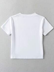 Áo thun nữ cổ tròn ngắn tay in hình hoa Lily - trắng - Xem 2