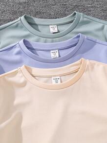 6 件套青少年男孩舒适休闲金属项链装饰圆领短袖 T 恤和短裤套装，非常适合外出、街头、派对、居家穿着