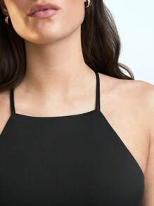 Maija 2025 年夏季新款性感露背交叉弹力设计吊带背心，百搭海滩装、日常装、休闲装、通勤装、优雅派对装、婚礼嘉宾装、早午餐装、独立日装、母亲节装、音乐节装、毕业装 - 黑色 - 查看 6