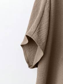 Linhara Chemise décontractée à boutons avec col rond pour femmes grandes tailles