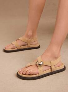 SHUZIA Sandali casual di base da donna, con suola spessa comoda, decorazione a cuore, adatti per l'uso quotidiano, vacanze estive e casual - Beige - Visualizzare 2