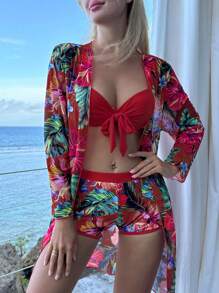 Swim Lushoire Tropical Print Bikini Swimsuit - Multicolor - View 3