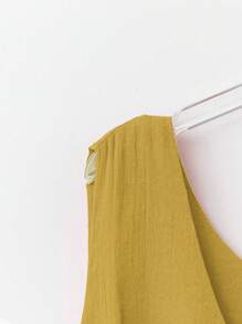 Linhara Plus Size Women's Sweet Vintage Double Ruffle Hem Camisole For Beach Vacation, Spring/Summer - Mustard Yellow - View 3