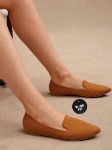 SHUZIA Versátil bailarina color camello de punta fina con amplio ajuste, cómoda y antideslizante para uso casual y paseos - Camel - Ver 3