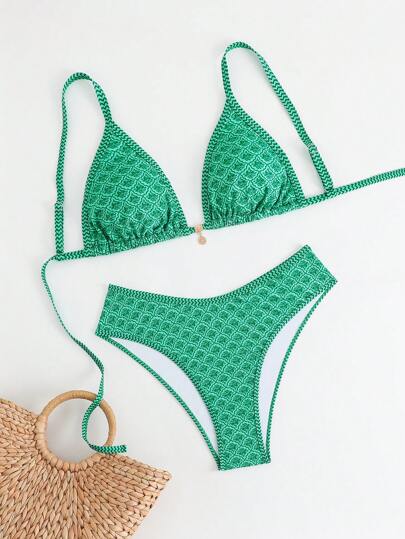 Swim Mod 加大码女式两件套性感比基尼套装，可调节肩带拼接泳衣，适合海滩度假