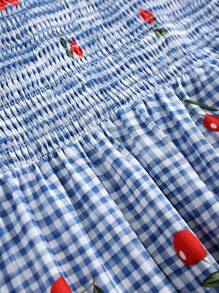 SHEIN Clasi Casual Loose Floral Print Plus Size Dress - Blue and White - View 8