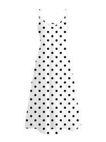 Glamance Anis Illustration Damen Polka Punkt Muster weißes langes Kleid ärmellos Spaghetti-Träger Lässig Allover Muster Pflanzen Sommer Outfits Sommerkleid Strandkleid für Damen Urlaubskleid Ausgehen Urlaubsoutfits Frau Business-Casual Frau Bürooutfits für Damen Hawaii Outfits Damen Tag Nacht Outfits Damen Reiseoutfit Flughafen Streetwear Damen Herbstkleidung Bescheiden Schulanfang Geburtstagsoutfits für Damen - Weiss - Übersicht 3
