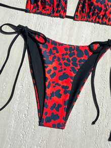 Swim EVENT Bộ bikini hở lưng họa tiết da báo đi biển mùa hè cho nữ, in ngẫu nhiên - Nhiều màu - Xem 5
