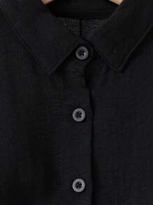 SHEIN 女孩夏季新款简约领衬衫、宽松短袖连衣裙和高腰牛仔裙 2 件套、时尚度假服装