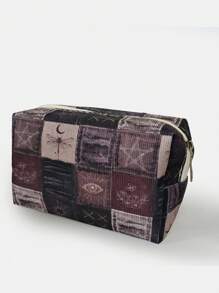 ROMWE Fairycore 复古拼布图案八角形天鹅绒化妆包 - 彩色 - 查看 8