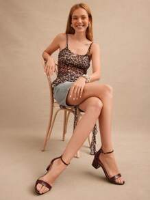 SHUZIA Viral Women's Single Strap Low Block Heel Glossy Pu Coffee Sandals-Comfy Minimalist Summer Essential Shoes 2025 | Ankle Strap Casual Sandals For Every Time - Coffee Brown - View 7