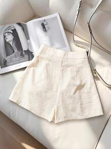 SHEIN Clasi Women Summer Solid Color 3D Floral Decor Elegant Shorts