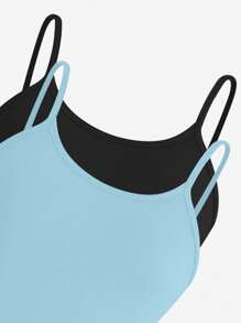 SHEIN Unity 纯色修身日常穿着细肩带连衣裙长款女装 - 彩色 - 查看 6