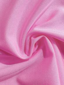 Swim Mod Set de traje de baño de 3 piezas con Top de bikini tipo triángulo con corbata de color liso y mini falda para damas - Rosa - Ver 6
