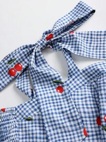 SHEIN Clasi Casual Loose Floral Print Plus Size Dress - Blue and White - View 4