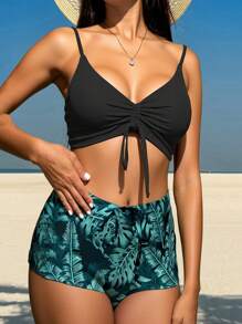 SHEIN Swim (Random Print) Beach Vacation Camisole Bikini - Multicolor - View 2