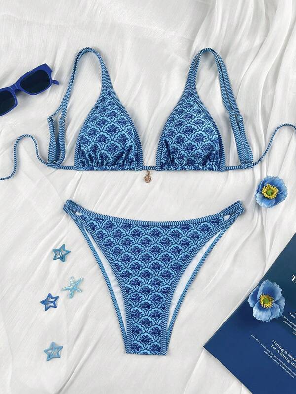 Swim Vcay 2-delige dames halter bikiniset met bloemenprint, hoge taille en strikbandjes, badmode voor strandvakanties