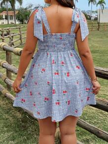 SHEIN Clasi Casual Loose Floral Print Plus Size Dress - Blue and White - View 2