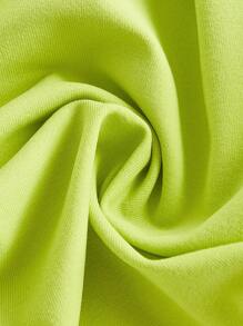 LUNA B Neon Green Solid Color Deep V Neck Overlap Tie-Up Long Sleeves Crop Top Summer Clothes Beach - Green - View 8