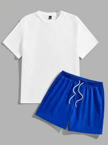 Manfinity ZONE917 Men's Fitted Knit Top And Woven Shorts Set - Multicolor - View 4