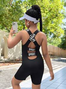 SHEIN Tween Girls Cross Strap Decor Sleeveless Jumpsuit - Black - View 5