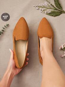 SHUZIA Versátil bailarina color camello de punta fina con amplio ajuste, cómoda y antideslizante para uso casual y paseos - Camel - Ver 1