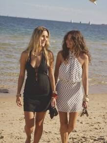 Aralina Women's Polka Dot Sleeveless 4th Of July Graduation Mini Dress, Summer - White - View 8