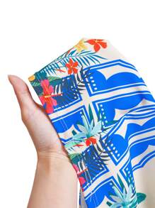 Swim Oasis 女士热带植物印花坦基尼比基尼套装，带结饰和配套纱笼裙