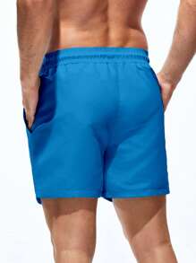 Surfspeed Men's Plain Pocket Drawstring Waist Beach Shorts, Suitable For Summer Swim Wear For Men Men Swim Trunks Bathing Suit