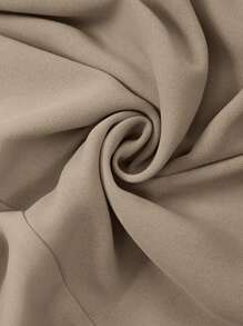 SHEIN Tall 大码女式优雅高腰褶皱阔腿休闲裤 - 卡其色 - 查看 7