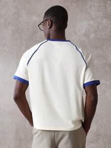 SUMWON Vintage Sport Aesthetic Ringer T-Shirt Retro Raglan Baseball Style Logo Short Sleeve Athletic Casual Summer Spring Top - Apricot - View 2