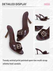 CUCCOO BIZCHIC Kvinnors mode mångsidiga sandaler med hög klack nyår semester - Brun - Visa 6