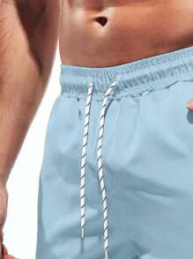 Surfspeed Quần short đi biển cạp rút túi màu trơn cho nam, thích hợp cho mùa hè - Màu xanh nhạt - Xem 5